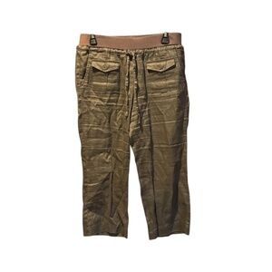 Sandro Linen Cropped Pants in Brown Size 6